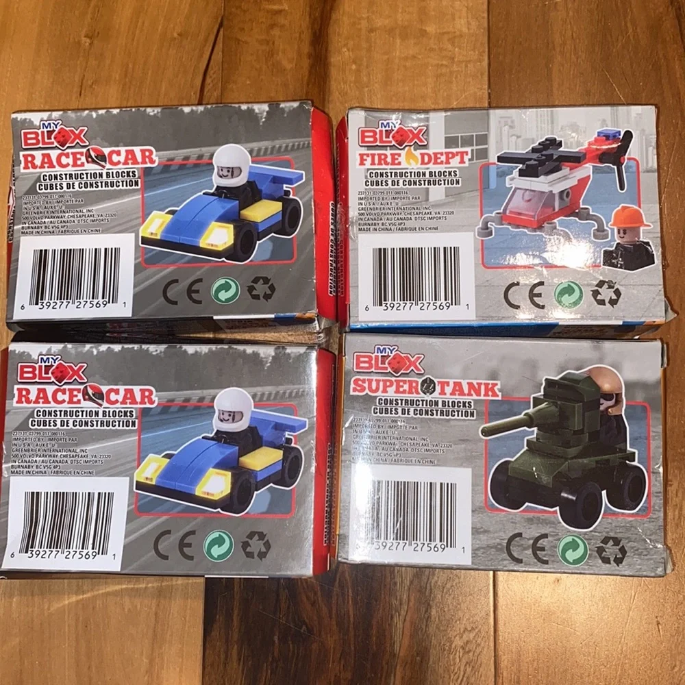 NIB~ (LOT OF 4) MY BLOX CONSTRUCTION BLOCKS~ RACECAR, HELICOPTER, TANK - Picture 5 of 5